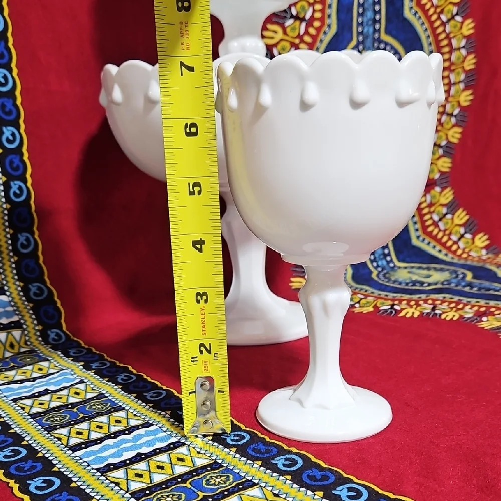 VTG Indiana Milk Glass Graduated Teardrop Compotes COLLECTOR SET OF 3 Wedding